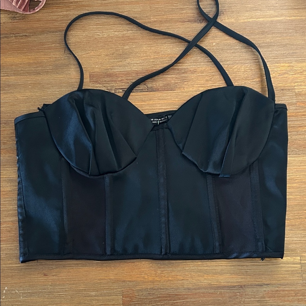 Zara Satin Sheer Bustier Bra